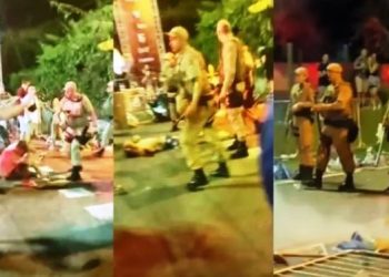 PM dispersa foliões com cassetetes e bombas de gás no Centro Histórico