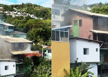 Fogo em máquina de lavar destrói casa de três andares em Florianópolis